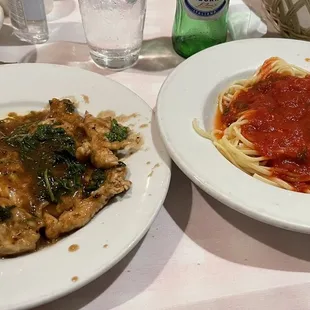 Chicken Marsala Special with spaghetti