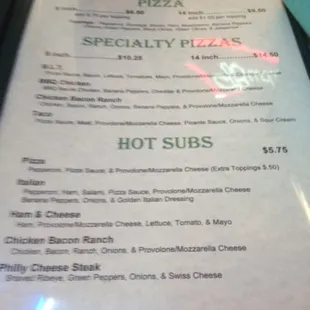 menu