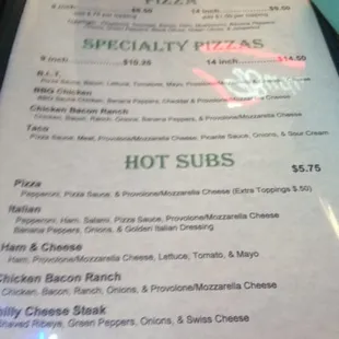 menu