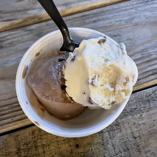 Butter pecan and rocky road ice cream.