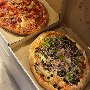 two pizzas