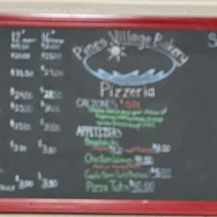 The menu