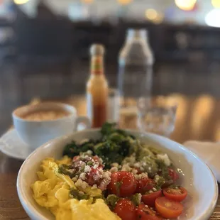 a bowl of food on a table
