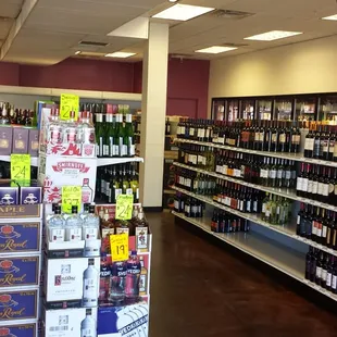 a liquor store with a wide selection of wines