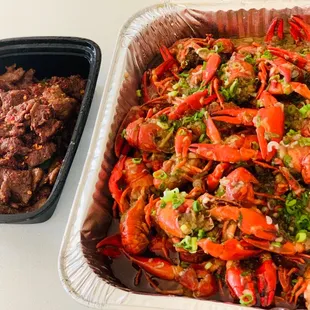 Garlic crawfish  Beef