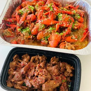 Garlic crawfish  Beef