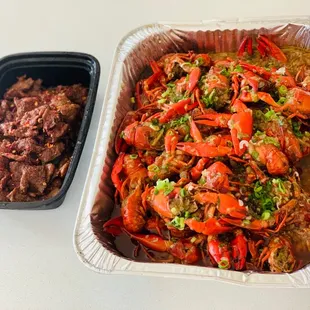 Garlic crawfish  Beef