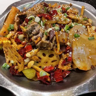 Spicy Sliced Angus Beef in Steel Pot