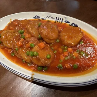 ()Deep Fried Sweet & Sour Lotus Root with Shrimp
