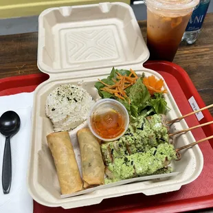 Combo w/ pork belly w/ green sauce &amp; egg rolls