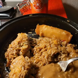 a plate of food and a drink