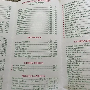 menu