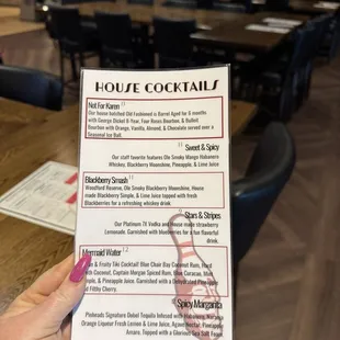 Cocktail menu