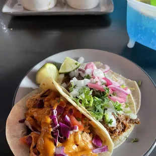 Baja fish and birria taco