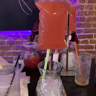 a pitcher of watermelon on a table