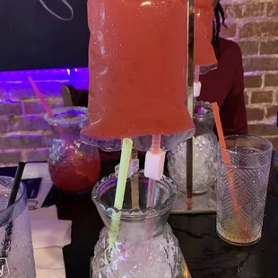 a pitcher of watermelon on a table
