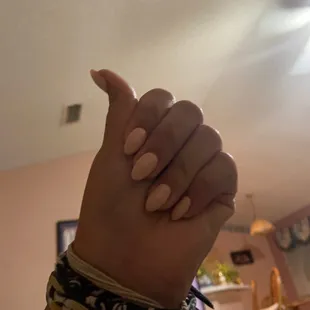 pink almond nails by Nick
