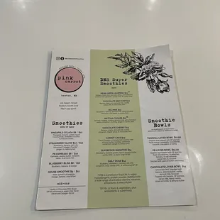 1st page of menu