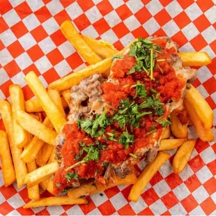 We invented the best mix of fries with taco filling. One of our most demanded items!
