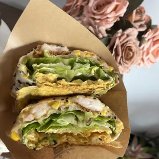 Classic Jianbing with add-on of shrimps and cheese