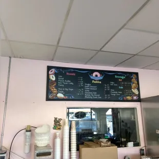 a menu on the wall