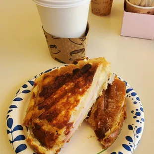 Croque Monsieur with a Pistachio Latte