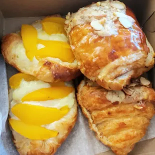Peach, Almond, and Chocolate Almond Croissants