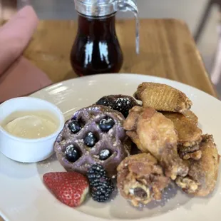 Fried Chicken &amp; Ube Waffle