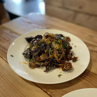 Lechon Kawali &amp; Bacon Loaded Ube Potatoes