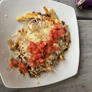 Vegan loaded chili fries.