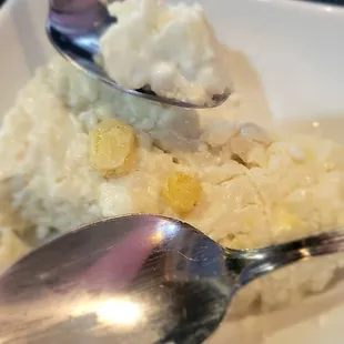 Rice pudding. Not as sweet or runny as I have had before.  I really liked this version.