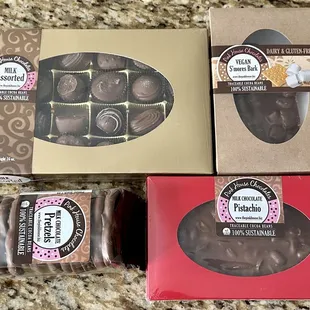 Unopened boxes of chocolates