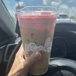 Legally blondie with pink cold foam