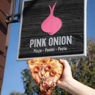 outside, pizza