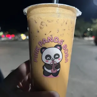 Thai Iced Tea with Oat Milk and Boba