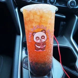 Mangoberry Sparkling Lemonade with blueberry popping boba