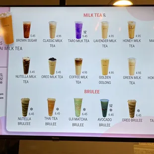 The newly updated menu of this milk tea shop is even more delicious.  And there are piggy dolls for sale, so cute