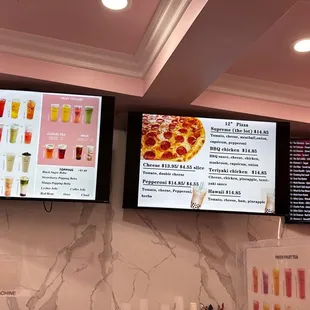 menus and drinks on the wall