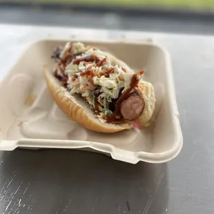 Smoked Kielbasa, Pickled Red Onion, Creamy Slaw and Reaper Sauce