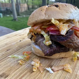 Brisket with Pickled Onion Slaw