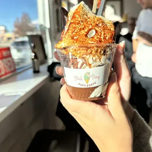 Ice cream w a toasted marshmallow