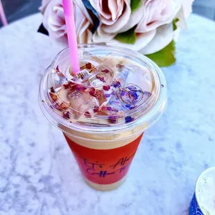 Rose latte iced