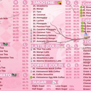 Updated Tea Menu