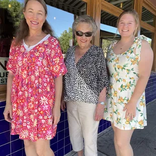 Out to eat and a play, wearing clothing from Pink Valley Boutique.