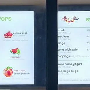 Menu screens