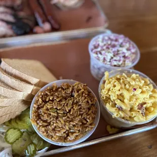 Jamalaya, Mac n Cheese, Tangy Coleslaw