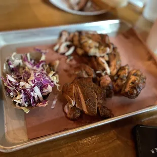 Smoked chicken, coleslaw