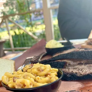 Mac &amp; Cheese with Bacon and Marbled Brisket