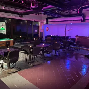 a pool table and a pool table