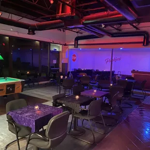 a pool table and a pool table